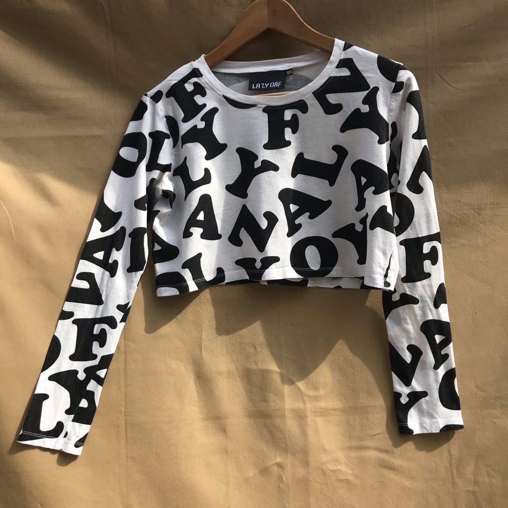 Lazy Oaf Letterz Long Sleeve Crop Top